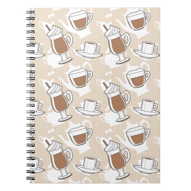 Kaffe sött mönster anteckningsbok med spiral (Framsidan)