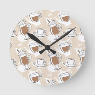 Kaffe sött mönster rund klocka