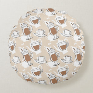 Kaffe sött mönster rund kudde