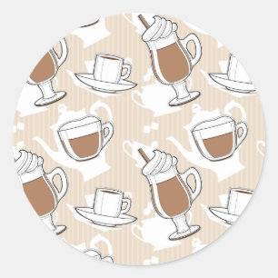 Kaffe sött mönster runt klistermärke