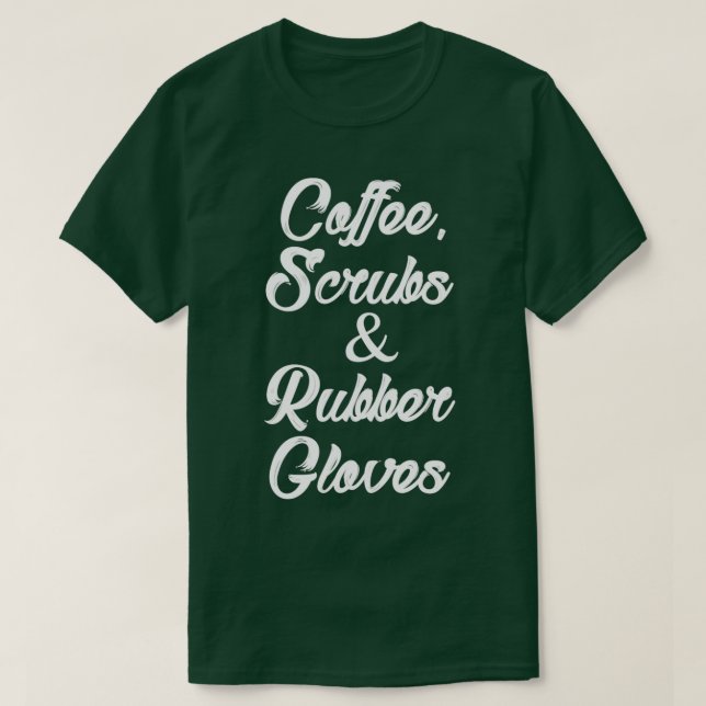 Kaffe, spånskivor, gummihandskar 1 t shirt (Design framsida)