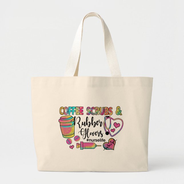 Kaffe, spånskivor och gummihandskar jumbo tygkasse (Framsidan)