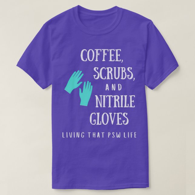 Kaffe, spånskivor och nitrilhandskar, PSW T Shirt (Design framsida)