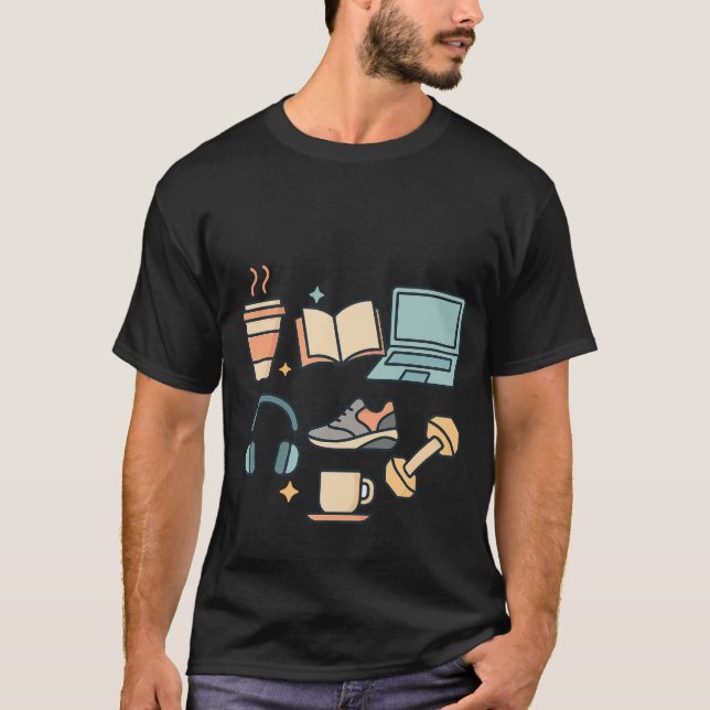 Kaffe, studie, ändamålsenlighet och arbete - Minim T Shirt (Framsida)
