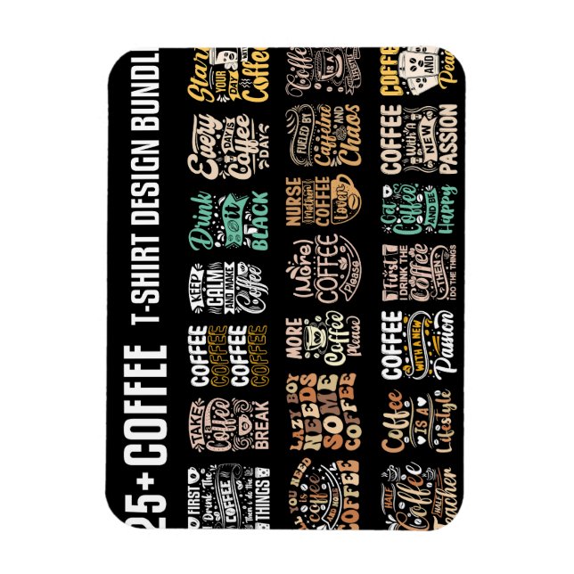 Kaffe T Shirt-designpaket Magnet (Vertikal)