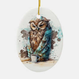 Kaffe, tack julgransprydnad keramik