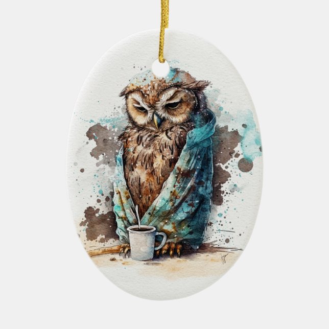 Kaffe, tack julgransprydnad keramik (Framsidan)