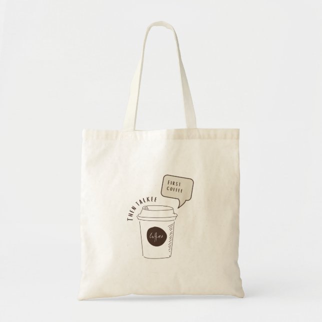 Kaffe, talkee,Talkee before coffee Tote Bag Tygkasse (Framsidan)