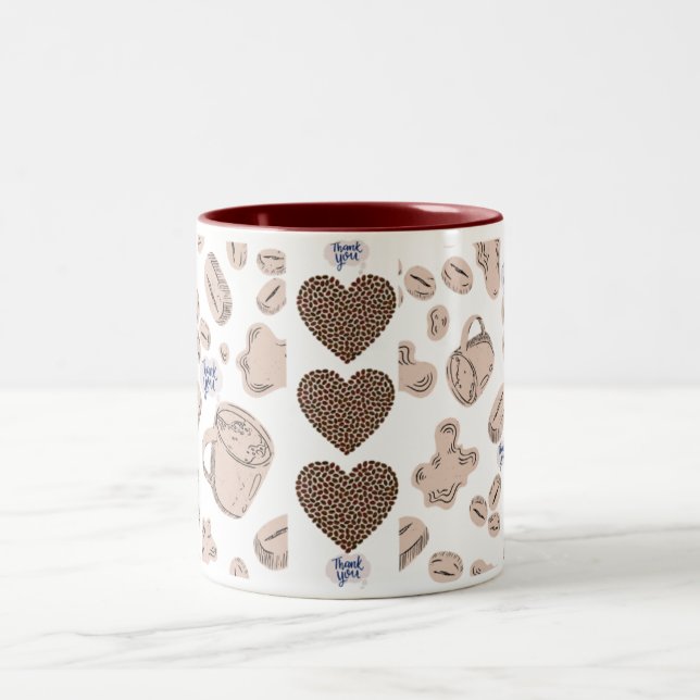 Kaffe, te mugg med Tack-meddelande (Center)