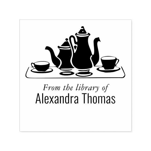 Kaffe Te Service Set Bibliotek Boknamn  Självfärgande Stämpel (Design)
