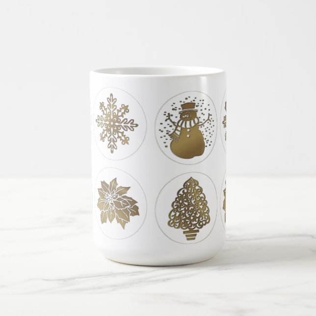 Kaffe, Te, Snöflinga, Snö man, Träd, Poinsettia Kaffemugg (Center)