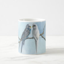 Kaffe Tea Hett Cocoa Mugg Parakeets Budgie Bird Ko