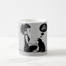 Kaffe Tea Hett Kakao Mugg Meditate Yoga Girl Cat