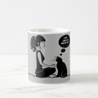 Kaffe Tea Hett Kakao Mugg Meditate Yoga Girl Cat