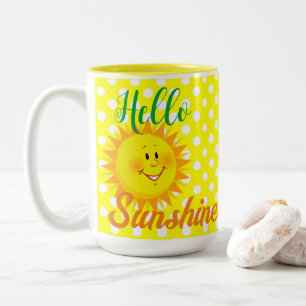 Kaffe Tea Mugg, Hej Sunshine Sol Polk a dot Två-Tonad Mugg