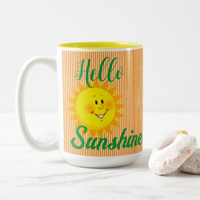Kaffe Tea Mugg, Hej Sunshine Sol Rand Två-Tonad Mugg (Med munk)