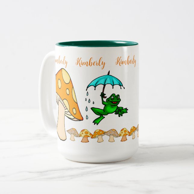 Kaffe Tea Mugg, Mushroom Frog Två-Tonad Mugg (Framsida vänster)