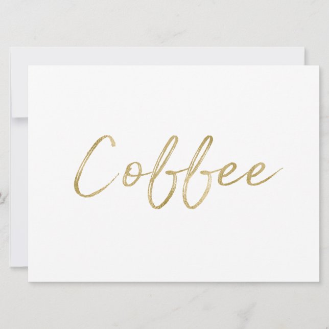 "Kaffe"-tecken | Snyggt Guld Hand Lettered Inbjudningar (Framsida)