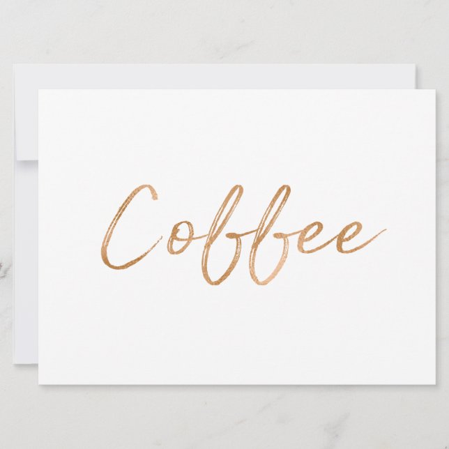 "Kaffe"-tecken | Snyggt Guld Ro Hand Lettered (Framsida)