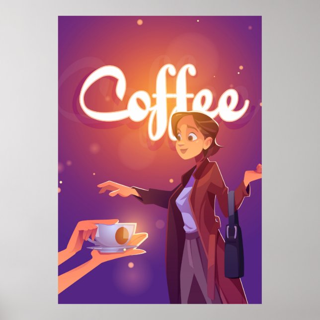 Kaffe-tecknad Poster (Framsidan)