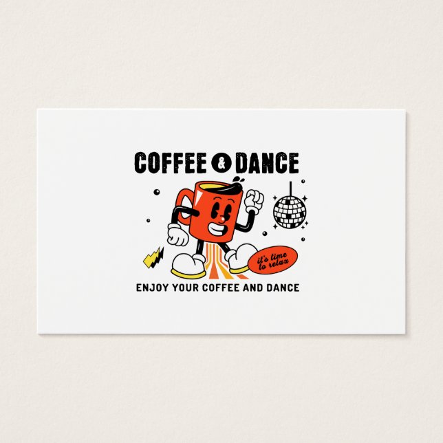 Kaffe-Tecknad Retro-1 Visitkort (Framsida)