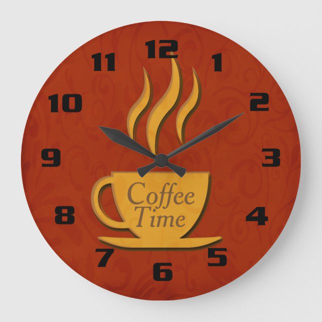 Kaffe Tid Vacker Elegant Kökk Stor Klocka (Framsida)