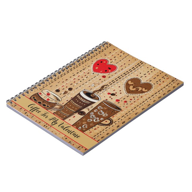 Kaffe till hjärtan i min Valentine Cute Tecknad 10 Anteckningsbok (Vänstra Sidan)