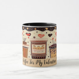 Kaffe till min Valentine Cute Teckning nr 2 Mugg