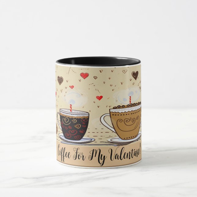 Kaffe till min Valentine Cute Teckning nr 5 Mugg (Center)