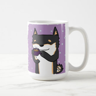 Kaffe Time Shiba! - Svart och solbränna Kaffemugg