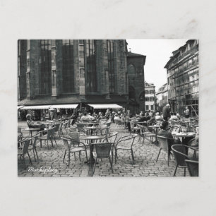 Kaffe Torg Svart & Vitt Fotografi Vykort