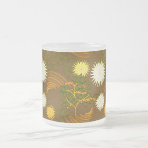 Kaffe träd, blommor. frostad glasmugg