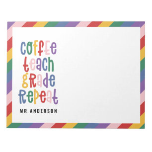 Kaffe, undervisa, klass, typograflärare la anteckningsblock