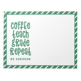 Kaffe, undervisa, klass, upprepa typografilärare anteckningsblock