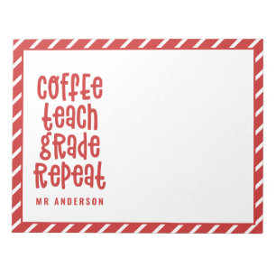 Kaffe, undervisa, klass, upprepa typografilärare anteckningsblock