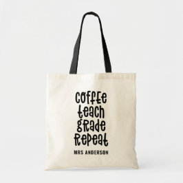 Kaffe, undervisa, klass, upprepa typografilärare tygkasse