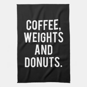 Kaffe väger och Donuts - rolig noveltyidrottshall Kökshandduk