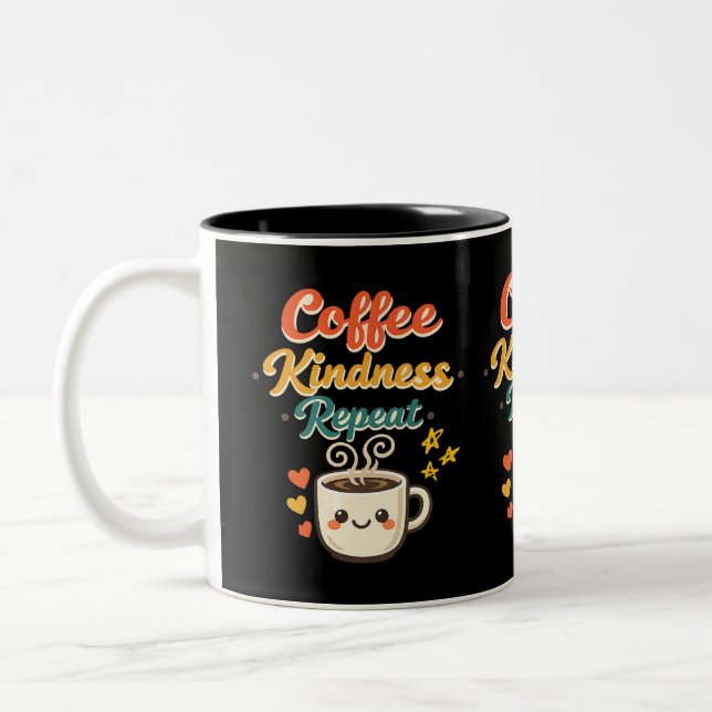 Kaffe Vänlighet Upprepa Söt Retro Kaffe Keramik  Två-Tonad Mugg (Vänster)