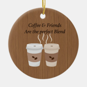 Kaffe & vänner är den perfekta blandningprydnade julgransprydnad keramik