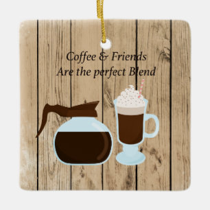 Kaffe & vänner är den perfekta blandningprydnade julgransprydnad keramik