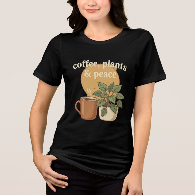 Kaffe, Växter & Fred Mysig Estetik T Shirt (Framsida)