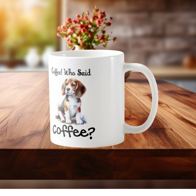Kaffe! Vem Sa Kaffe Söt Beagle Kaffemugg (Skapare uppladdad)