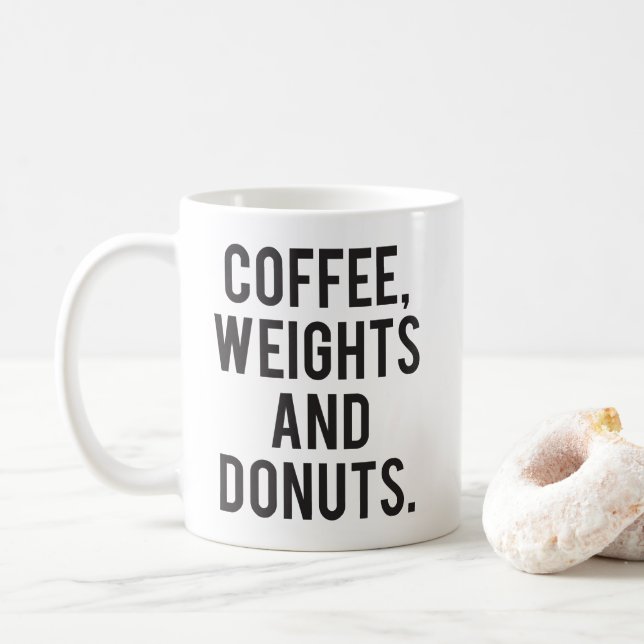 Kaffe, vikt och nötter - Novelty Gym. Kaffemugg (Med munk)