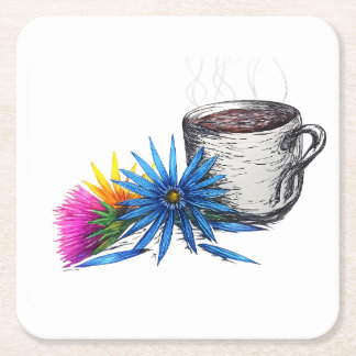 Kaffe & Vildblommor Underlägg Papper Kvadrat