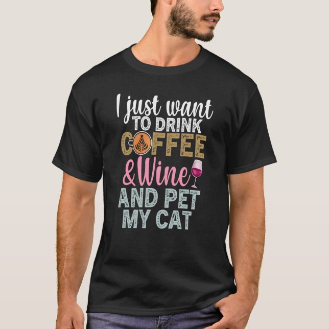 Kaffe Vin-citat Barista Coola Kaffe Vin T Shirt (Framsida)