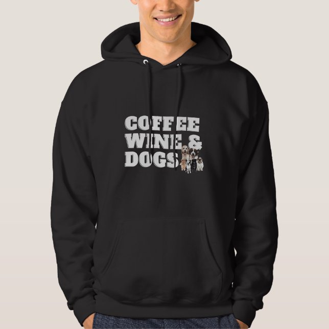 Kaffe-Vin-Hund Hoodie (Framsida)