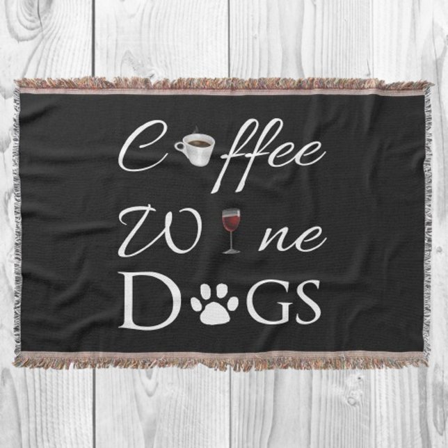 Kaffe Vin Hundar Throw Blanket Filt (Coffee Wine Dog Throw Blanket)