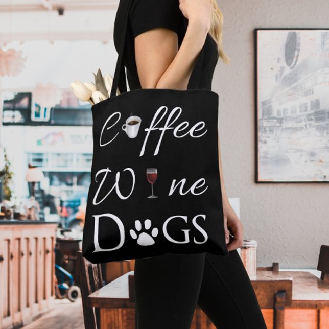 Kaffe Vin Hundar Tote Bag Tygkasse (Coffee Wine Dogs Tote Bag)