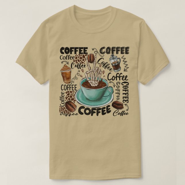 Kaffe Western kaffe Skeleton Hand Coffee Älskare T Shirt (Design framsida)