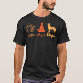 Kaffe, Yoga, Hundar Design Art T Shirt